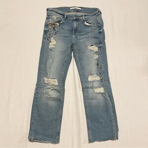 Zara Trafaluc Distressed Blue Jeans Womens Size 4